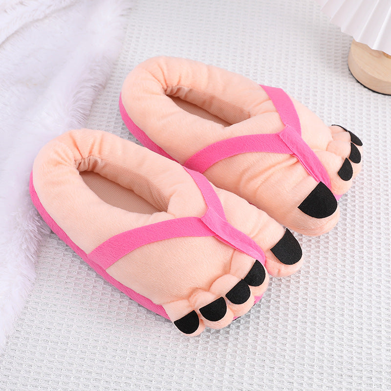 Creative Cute Funny Big Foot Cotton Slippers for Women, Autumn/Winter Couple Men's Indoor Warmth Personality Style