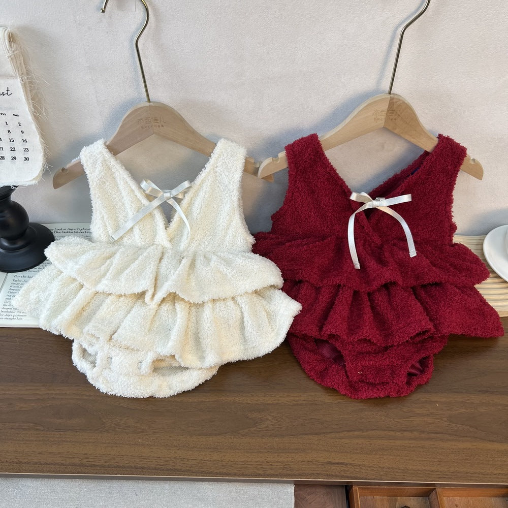 Female Treasure Sweet Bow Strap Climbing Dress