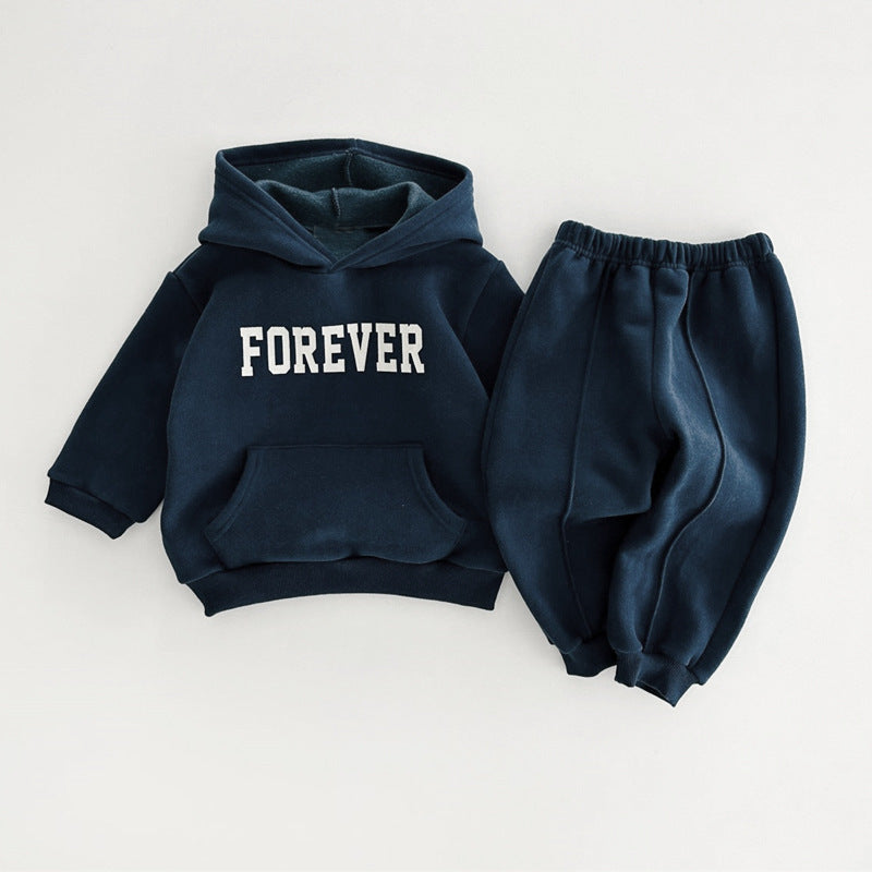 Children's fleece set hooded fleece two-piece set