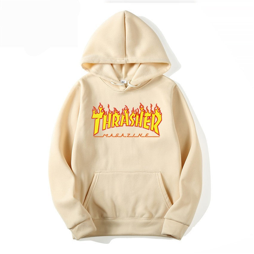 THRASHER Printed Unisex Fleece Hoodie Couple's Streetwear Casual Sweatshirt