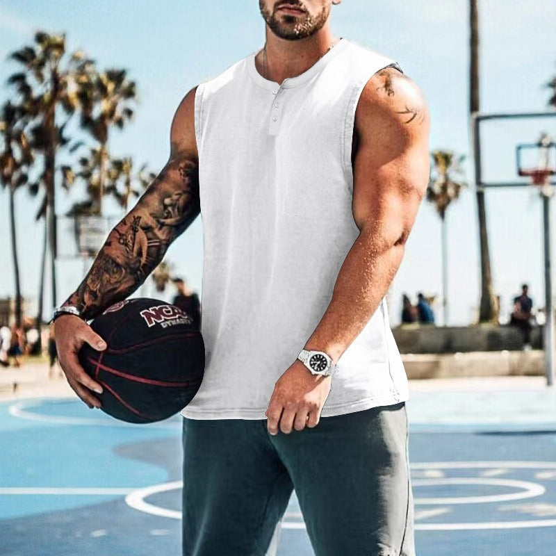 Button-Up Sleeveless Basketball Tank