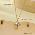 18K gold stainless steel geometric cross pendant inlaid with white zircon collarbone necklace