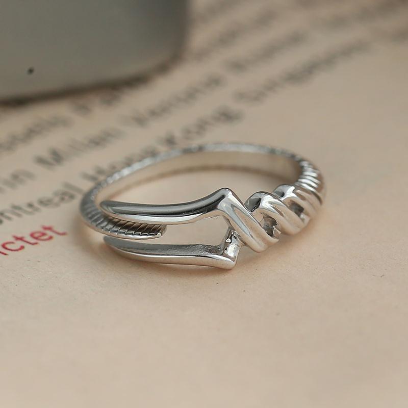 Modern Metal Stone Cross-Opening Design Ring