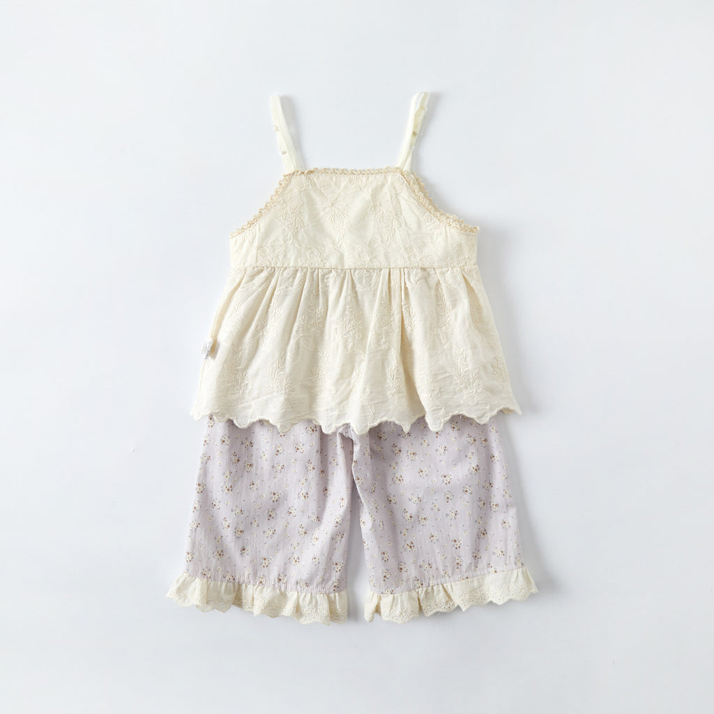 Floral Print Two-Piece Set for Girls, Patterned Pants