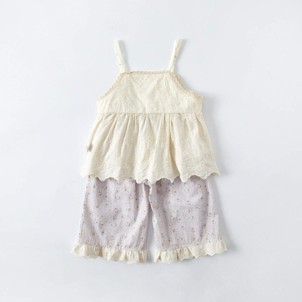 Floral Print Two-Piece Set for Girls, Patterned Pants
