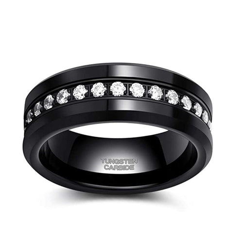 8mm zircon-set tungsten steel ring
