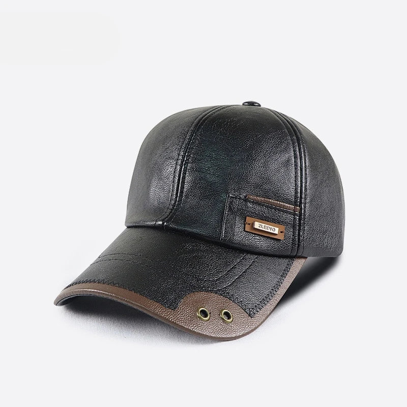 PU Leather Stitched Baseball Cap