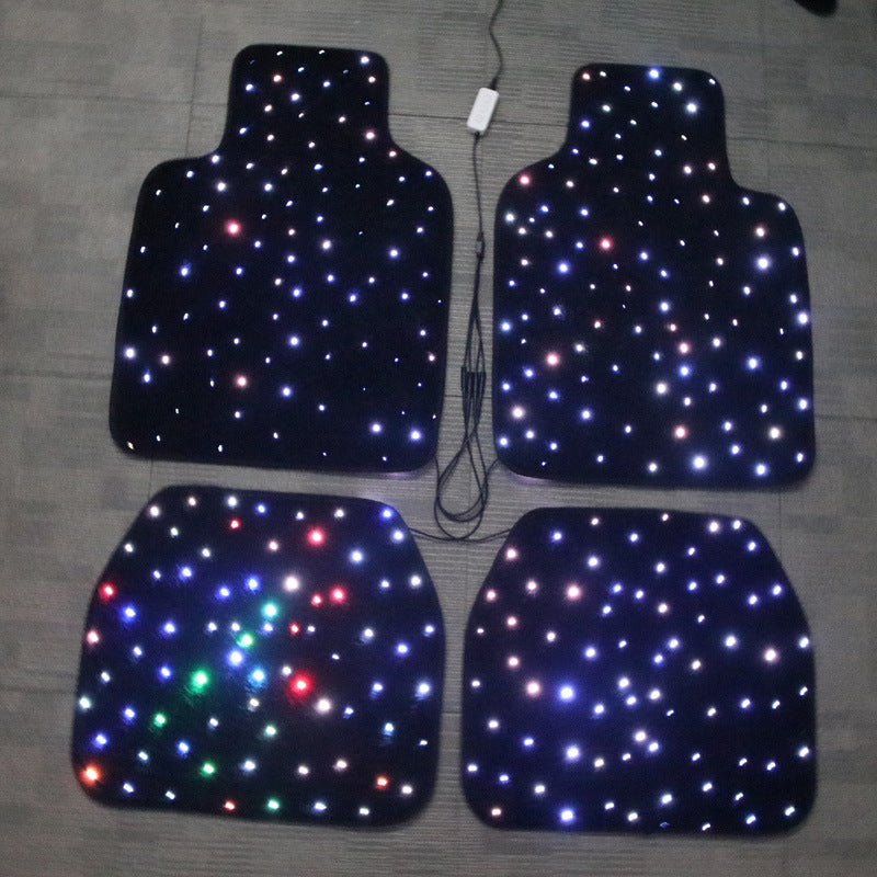 Car Fiber Optic Floor Mats Full Set of 4 Pieces with Starlight Effect