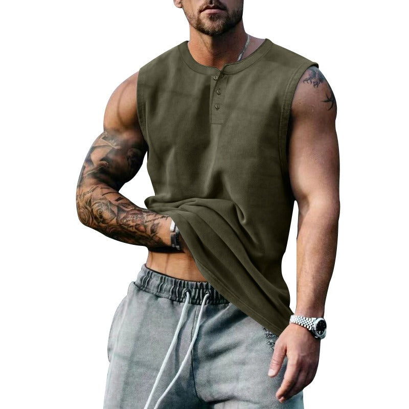 Button-Up Sleeveless Basketball Tank