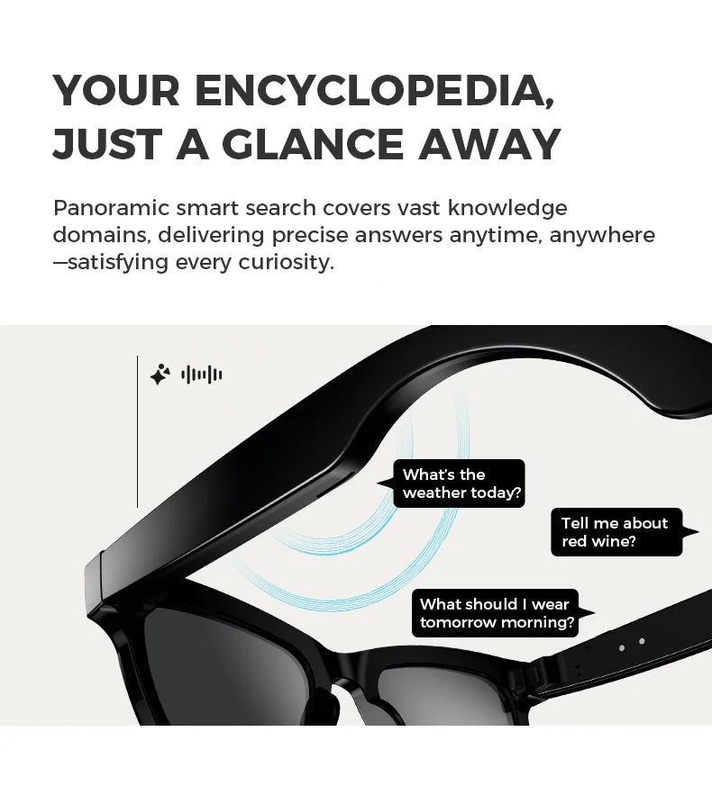 Bluetooth AI shooting glasses Bluetooth call voice assistant real-time translation 5-megapixel shooting stabilization