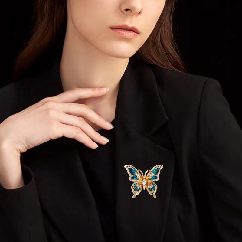 Enamel painted butterfly brooch