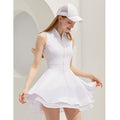 Sleeveless Zipper Tennis Outdoor Sport Dress, Fitted Waist, Breathable Moisture-Wicking Fitness Sport Tiered Mini Dress