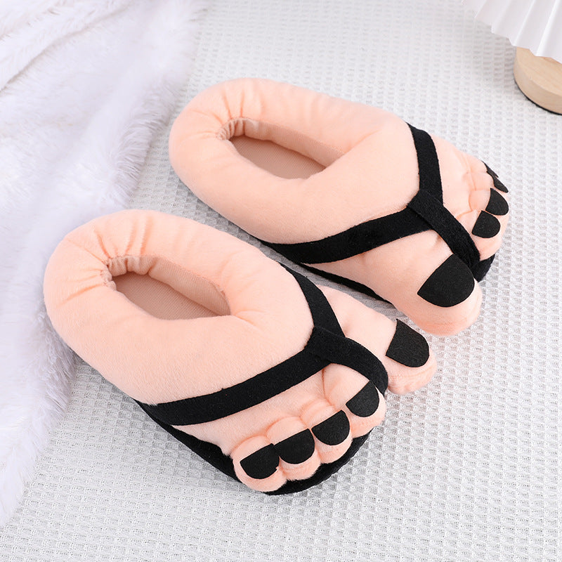 Creative Cute Funny Big Foot Cotton Slippers for Women, Autumn/Winter Couple Men's Indoor Warmth Personality Style