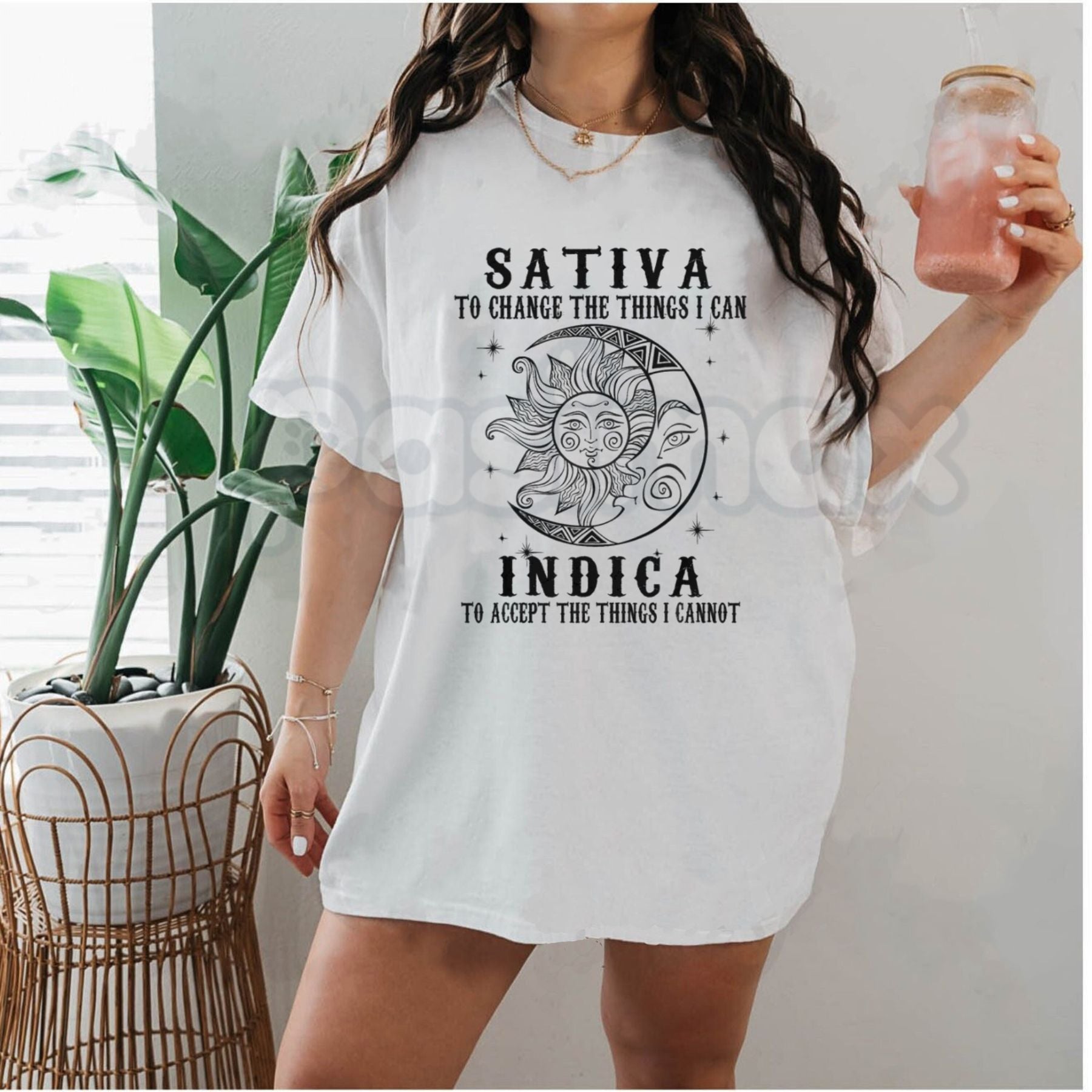 "Sativa vs Indica" Funny Cannabis T-Shirt – Serenity Prayer Weed Graphic Tee, Premium 100% Cotton Stoner Humor Top, Soft Lived-In Heavyweight 420 Lifestyle Shirt, Made in USA