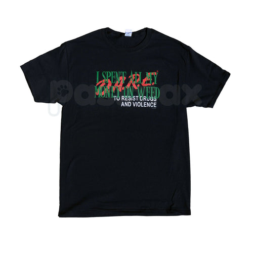 "I Spent All My Money On Weed" Funny T-Shirt – Retro Stoner Graphic Tee, Premium 100% Cotton Cannabis Humor Top, Soft Lived-In Heavyweight 420 Lifestyle Shirt, Made in USA
