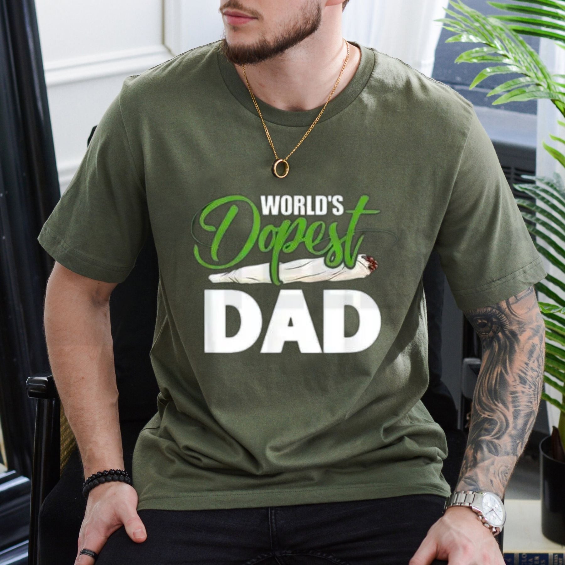 World's Dopest Dad Funny Father's Day Cannabis Hypebeast Graphic T-Shirt