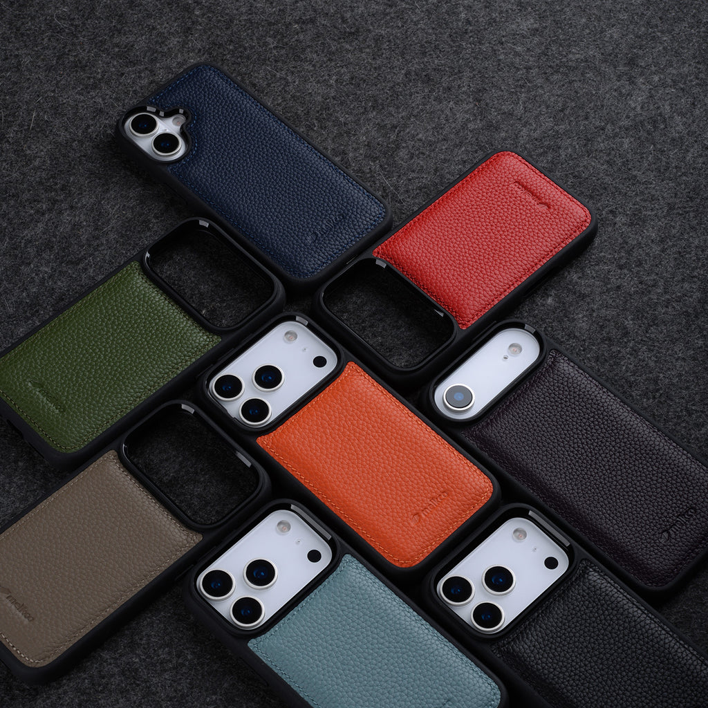 Melkco Leather Case for iPhone 17 Pro Max, Full Coverage Genuine Leather, iPhone 16 Pro, iPhone 15 Pro with Skin Design, iPhone 14 Fashionable Cover