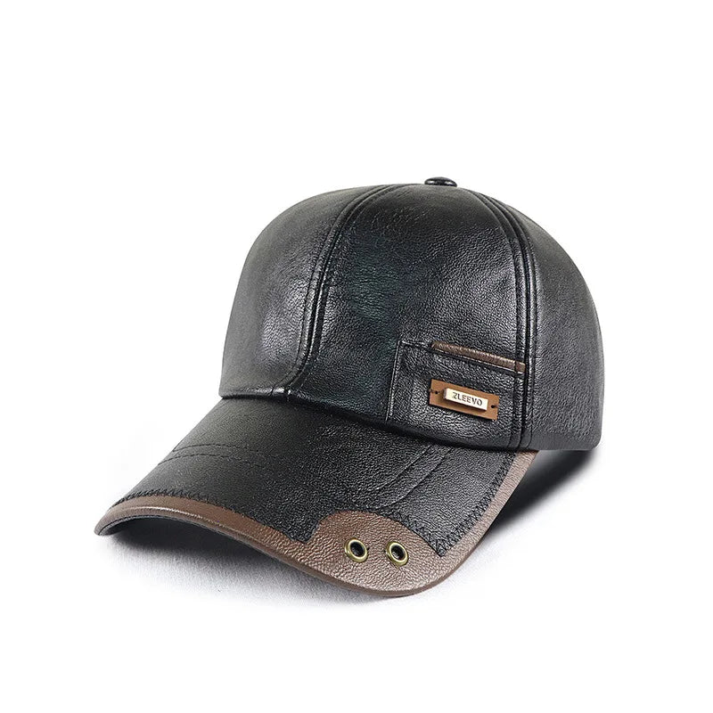 PU Leather Stitched Baseball Cap