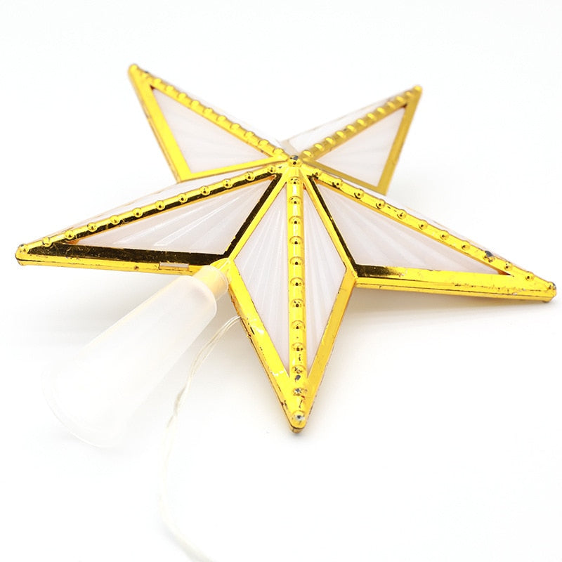1PC Led Christmas Tree Top Star Light Glowing Five-pointed Star 17cm Xmas Tree Ornaments New Year Party Decor