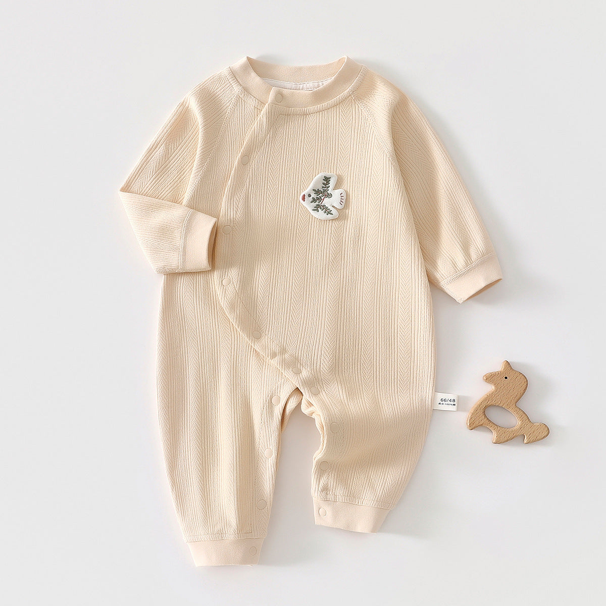 Baby Clothing Pure Embroidered Solid Color Romper Baby Onesie Seamless Long Sleeve