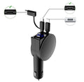 Vogek 3-in-1 Car Charger 60W Super Fast Charging for iPhone Xiaomi Huawei Samsung with Telescopic Charging Cables and Adapters