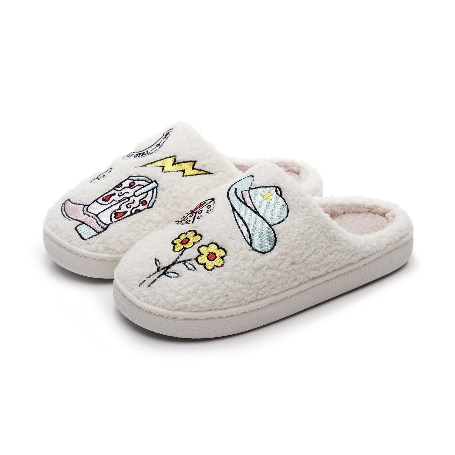 Western denim cotton slippers for women hairy slippers