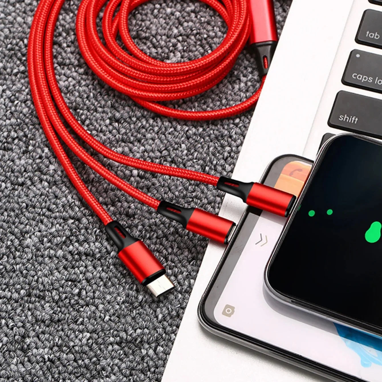 1.2M Charging Cable 3 In 1 USB Type C Charger Cord MultiPort Micro Cable For iPhone 15 14 Pro Max Samsung Galaxy Xiaomi 12