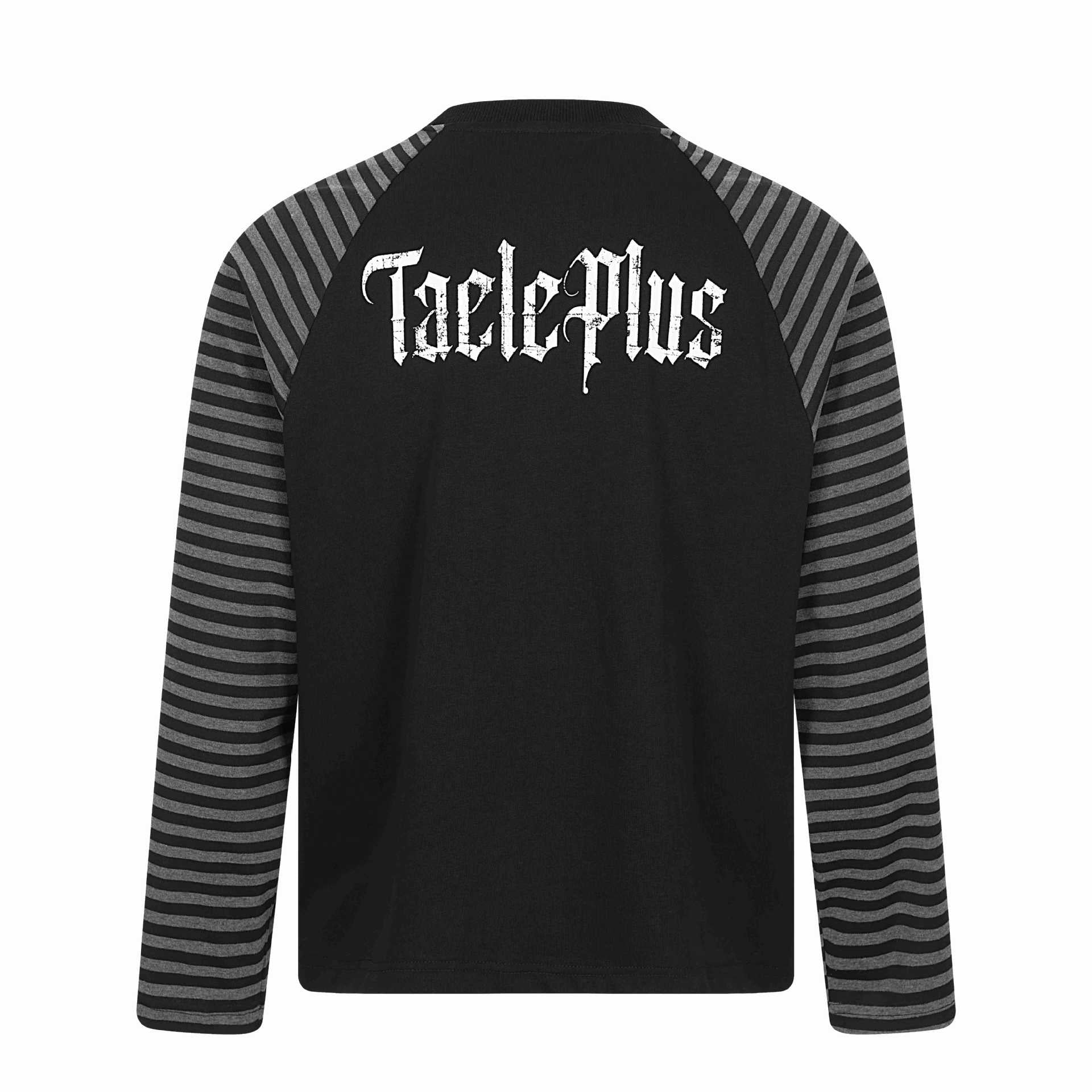 Gothic Dark Scythe Subculture Shoulder Seam Stripe Long Sleeve T-Shirt