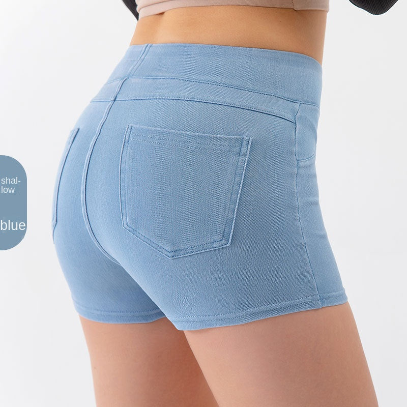 Spring/Summer New High Waist and Hip Lifting Yoga Cowboy Shorts for Women, High Elasticity, Slimming and Abdominal Compression, Sports Outerwear, Fitness Three Part Pants