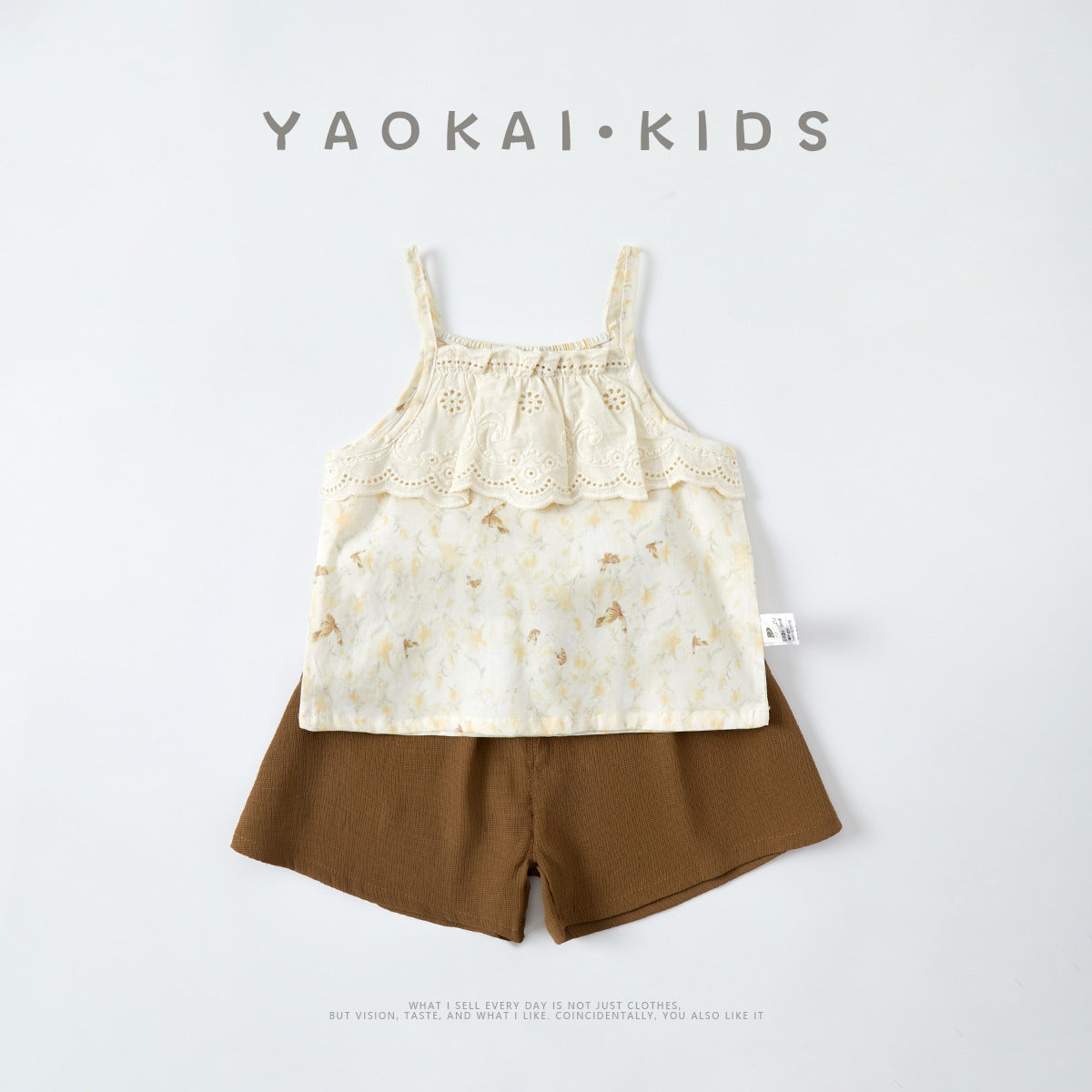 Girls' Floral Strap Set Baby Thin Vest Shorts Two-Piece Set