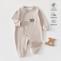 Baby Clothing Pure Embroidered Solid Color Romper Baby Onesie Seamless Long Sleeve