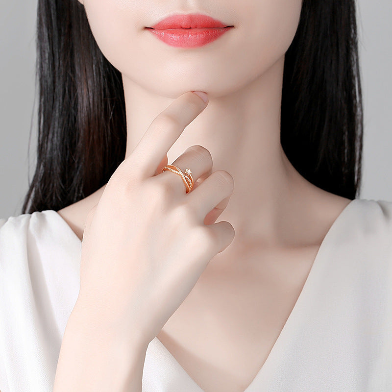 Alloy double-layer star line ring