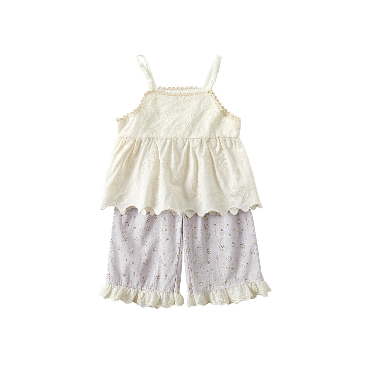 Floral Print Two-Piece Set for Girls, Patterned Pants