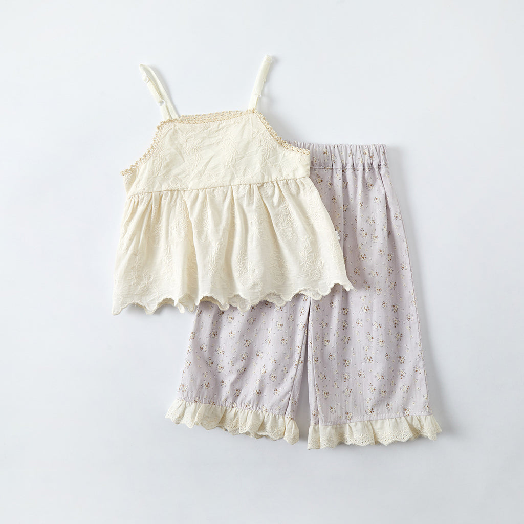Floral Print Two-Piece Set for Girls, Patterned Pants