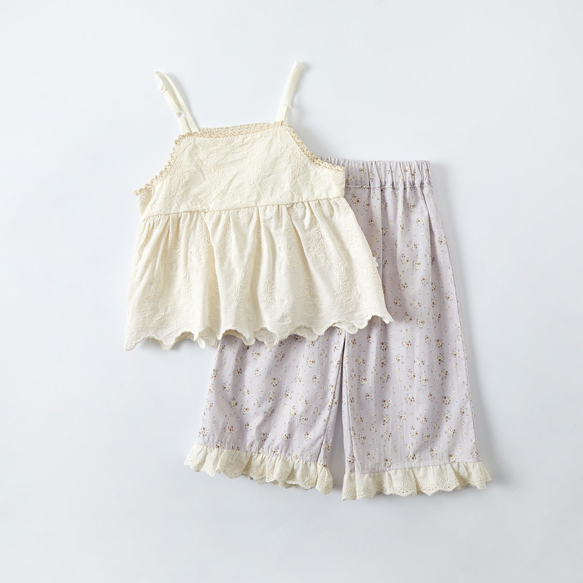 Floral Print Two-Piece Set for Girls, Patterned Pants
