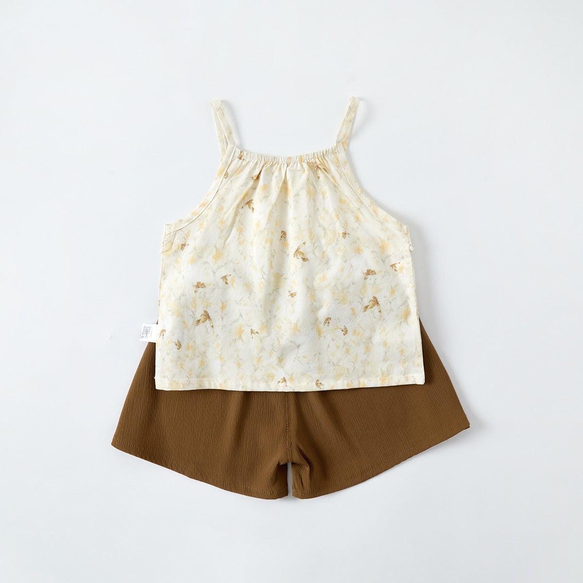 Girls' Floral Strap Set Baby Thin Vest Shorts Two-Piece Set