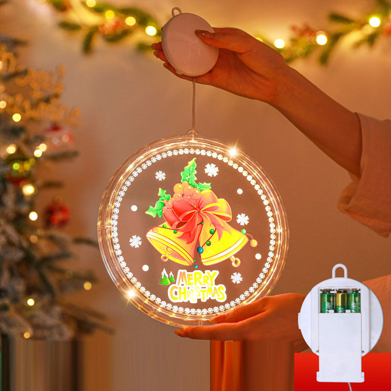 Christmas LED Decorative Light Door Hanging Christmas Tree Shopping Mall Showcase Atmosphere Light Colorful Circular Suction Cup Hanging Light