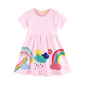 Cartoon printed short sleeved girls' dress