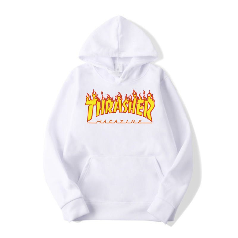 THRASHER Printed Unisex Fleece Hoodie Couple's Streetwear Casual Sweatshirt
