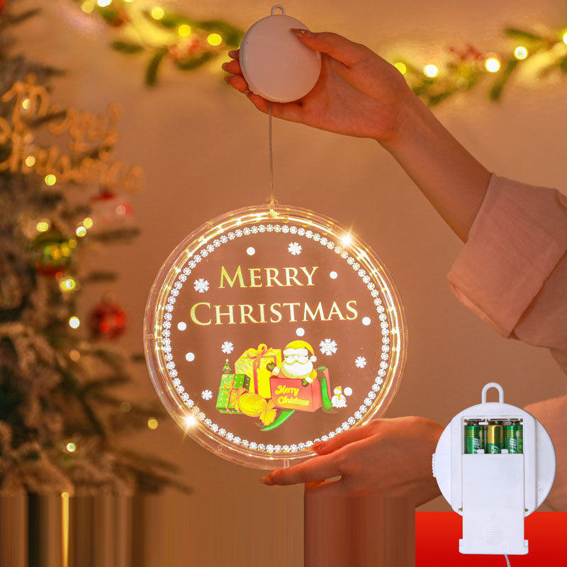Christmas LED Decorative Light Door Hanging Christmas Tree Shopping Mall Showcase Atmosphere Light Colorful Circular Suction Cup Hanging Light