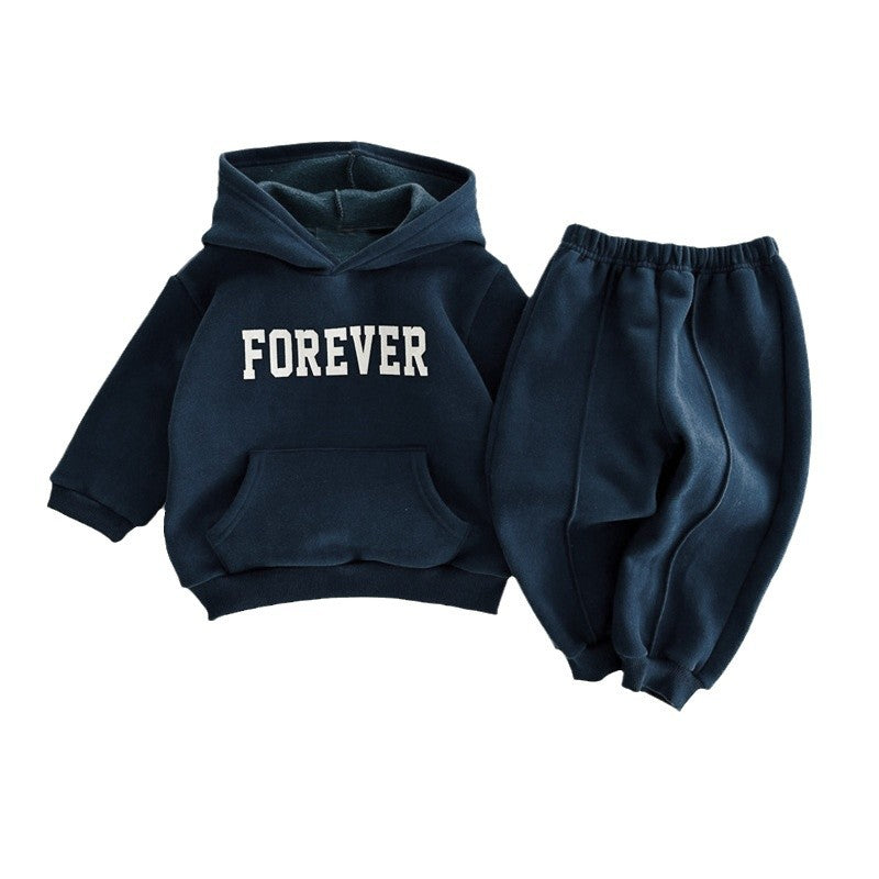Children's fleece set hooded fleece two-piece set