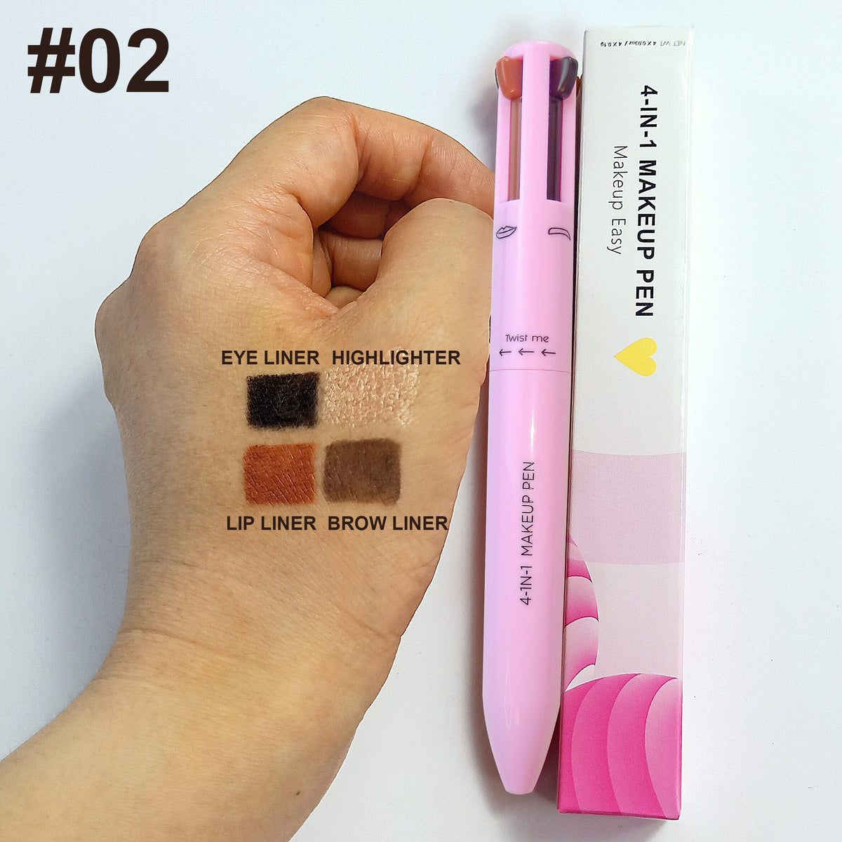4-in-1 Waterproof Eyebrow Pencil & Eyeliner Highlighter Stick