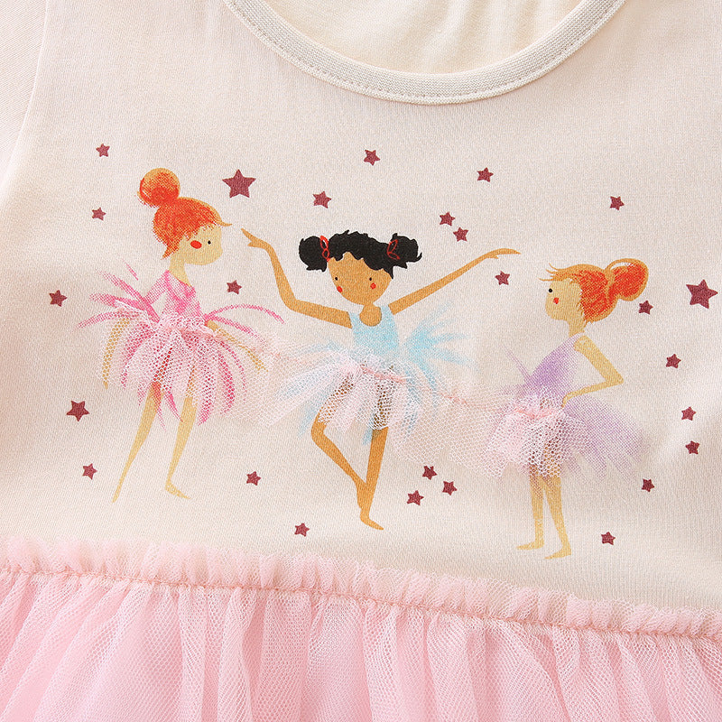 Cartoon printed mesh dress