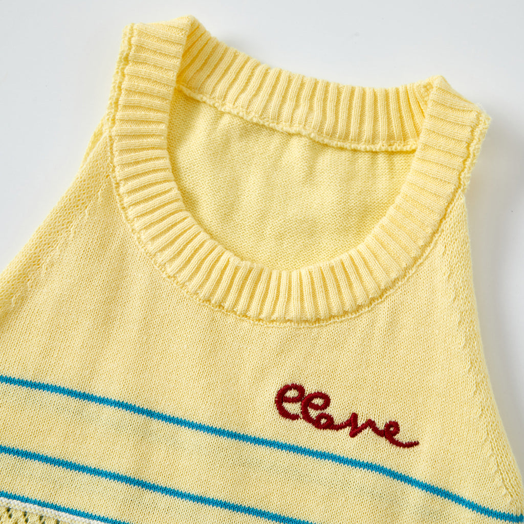 Girls' Knitted Letter Vest Set, Checkered Shorts Two-Piece Outfit, Casual Summer Wear for Toddlers
