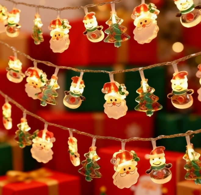 Painted Old Man, Snowman, Christmas Tree, Christmas Lights, LED Light String, Outdoor Decoration