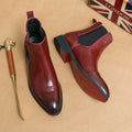 Pointed toe men's boots high top leather shoes red soles Martin boots British casual
