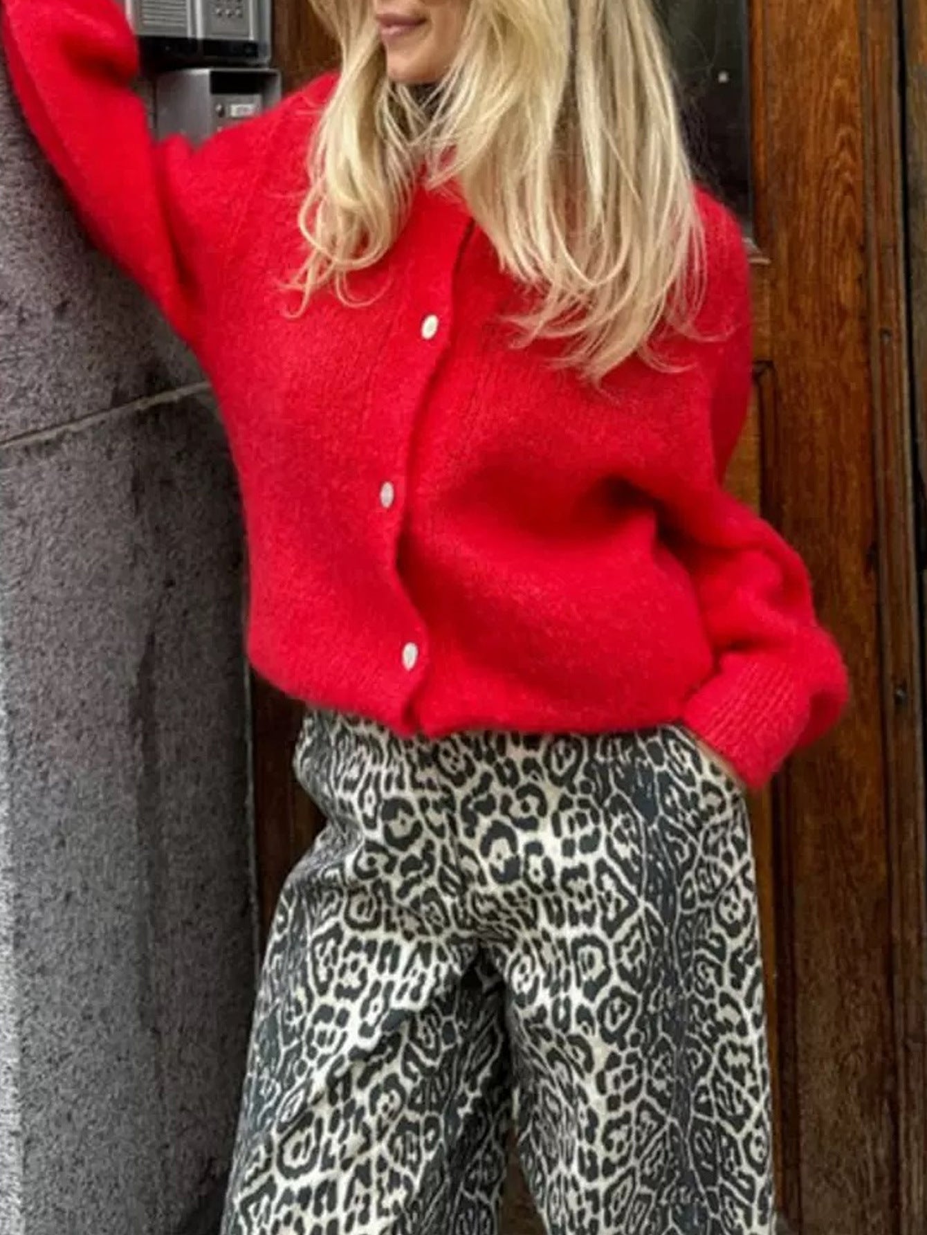 Soft Knit Cardigan for Women, Autumn/Winter, Cozy Woolen Crewneck, Loose Lazy Style, Solid Color, Short Sweater Coat