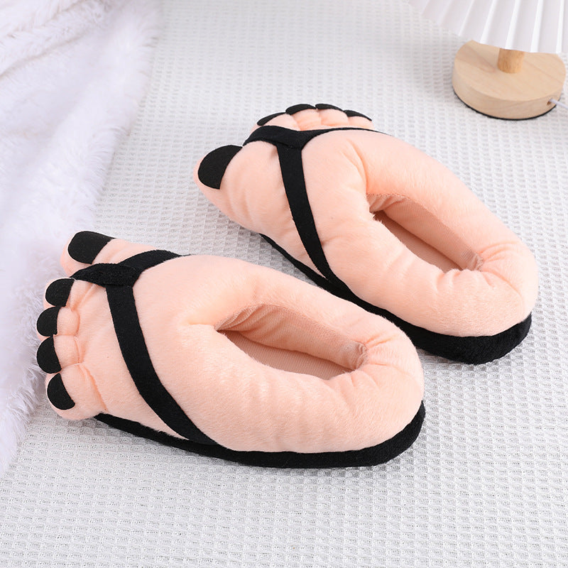Creative Cute Funny Big Foot Cotton Slippers for Women, Autumn/Winter Couple Men's Indoor Warmth Personality Style