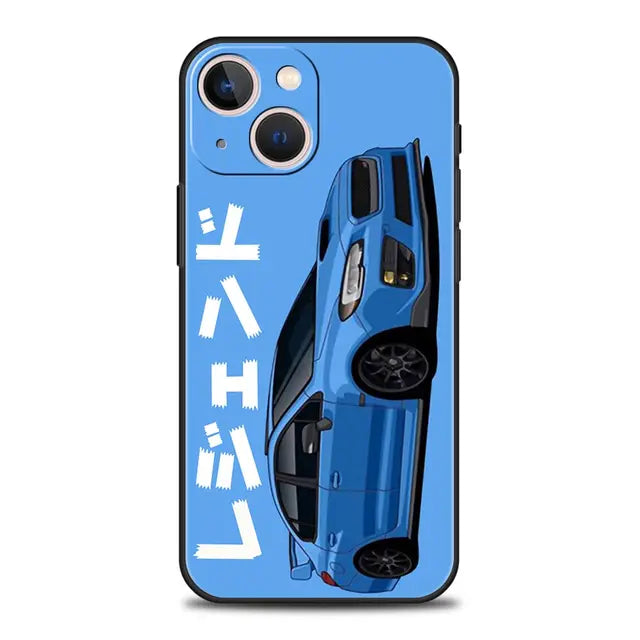 Luxury Phone Case For iPhone 11 12 13 15 14 Pro Max X XR XS 7 8 Plus SE 2020 Black Soft Cover Funda JDM Tokyo Drift Sports Car