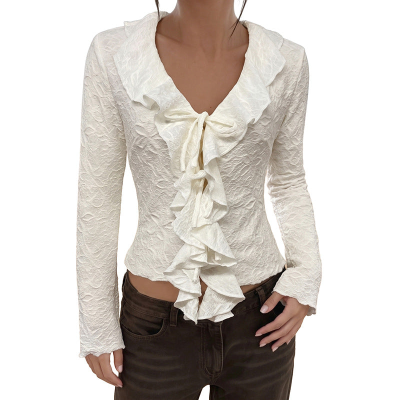 V-Neck Lettuce Edge Slim Tee
